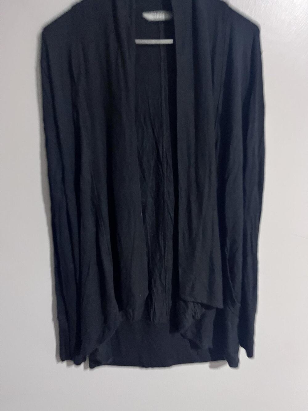 Athleta Cardigan Womens XS Black Open Lightweight Stretch Collared Tight-Knit